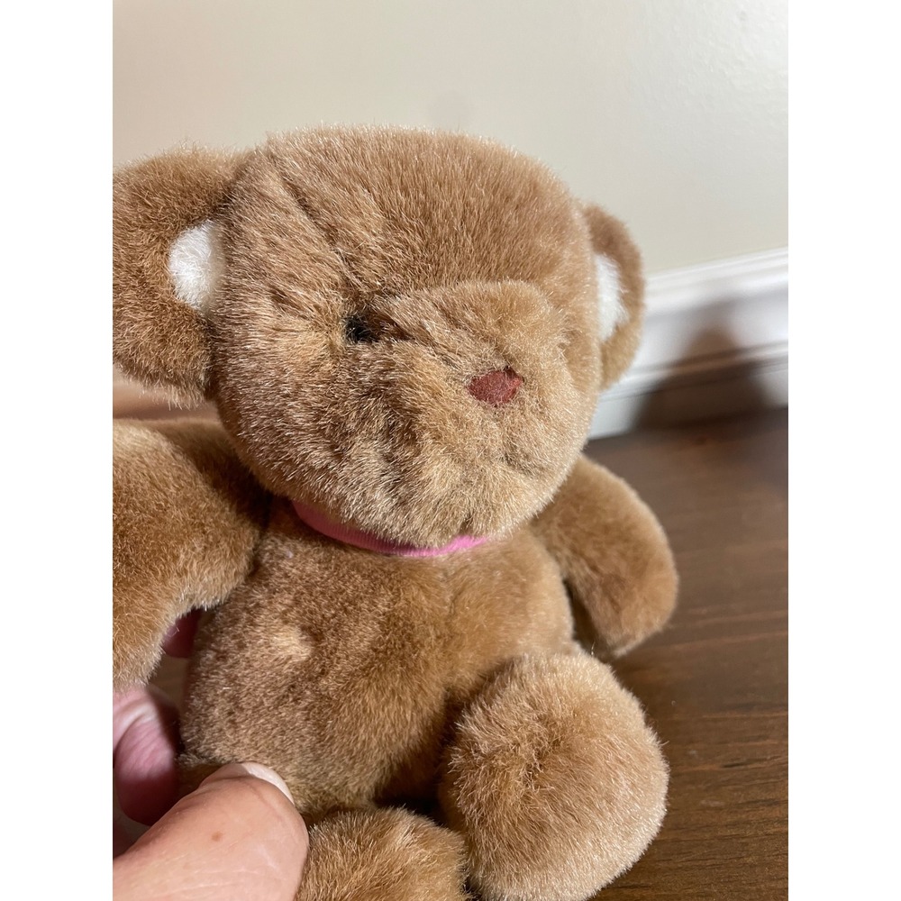 Vintage 1985 GUND Brown Teddy Bear Plush Stuffed Animal with Pink Ribbon - Picture 2 of 6